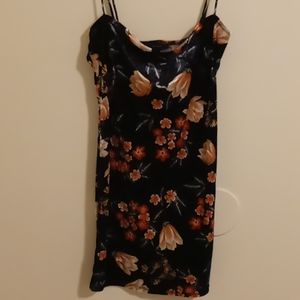 Black velvet floral mini dress